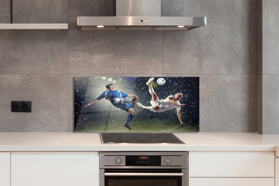 Szklany Panel Piłka Nożna w Strugach Deszczu