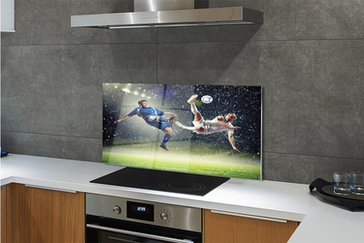 Szklany Panel Piłka Nożna w Strugach Deszczu