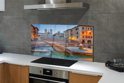 Panel Szklany Rzymska Fontanna o Zmierzchu