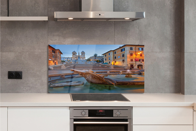 Panel Szklany Rzymska Fontanna o Zmierzchu