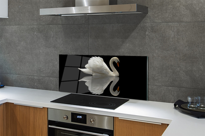 Szkło do Kuchni na Ścianę Łabędź w Blasku Nocy