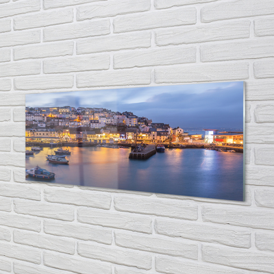 Szklany Panel Nocny Port ze Statkiem