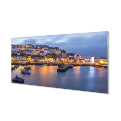 Szklany Panel Nocny Port ze Statkiem