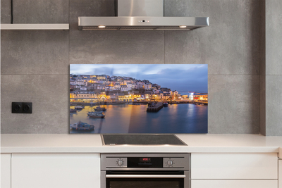 Szklany Panel Nocny Port ze Statkiem