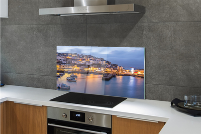 Szklany Panel Nocny Port ze Statkiem