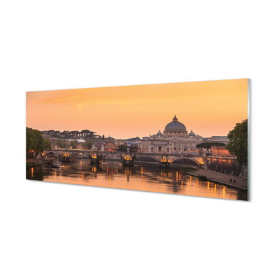 Panel Szklany Rzym Zachód słońca mosty rzeka budynki