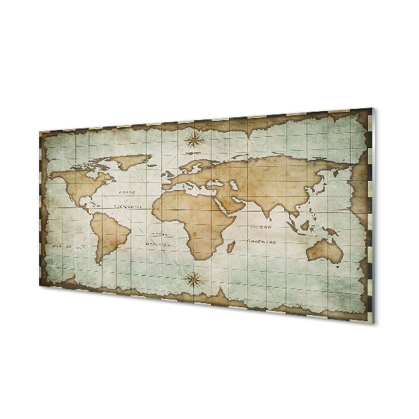 Szklany Panel Historyczna Mapa z Efektem Nadpalenia