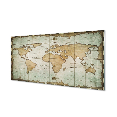 Szklany Panel Historyczna Mapa z Efektem Nadpalenia