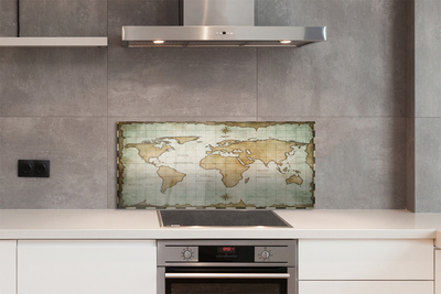 Szklany Panel Historyczna Mapa z Efektem Nadpalenia