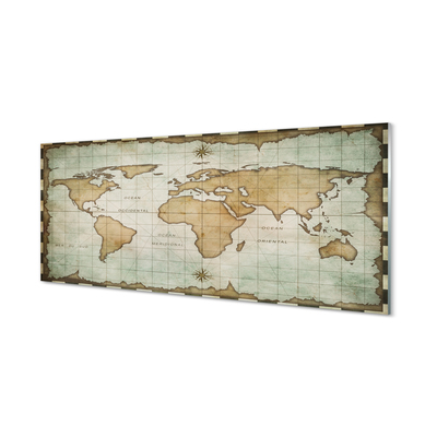 Szklany Panel Historyczna Mapa z Efektem Nadpalenia