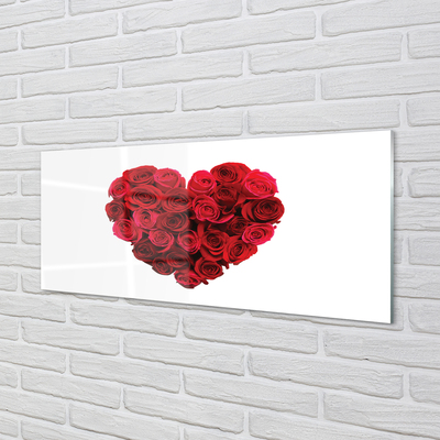 Szklany Panel Serce z Czerwonych Róż