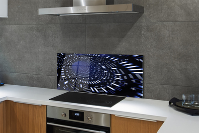 Panel szklany do Kuchni Błękitny Tunel Przestrzenny 3D