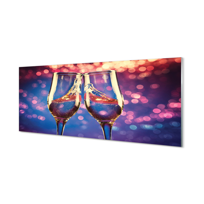 Szklany Panel Kieliszki kolorowe tło szampan