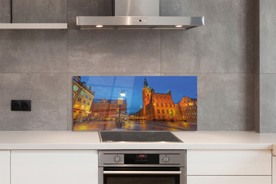 Panel Kuchenny Szklany Gdańska Starówka w Nocnej Odsłonie
