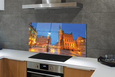 Panel Kuchenny Szklany Gdańska Starówka w Nocnej Odsłonie