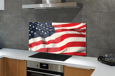 Szkło do Kuchni na Ścianę Flaga USA w Detalu