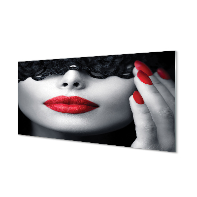 Szklany Panel Czerwone usta kobieta