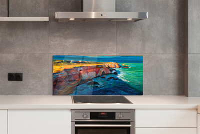 Szklany Panel Skały nad Brzegiem Morza