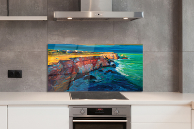 Szklany Panel Skały nad Brzegiem Morza