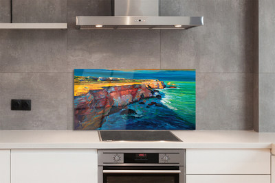 Szklany Panel Skały nad Brzegiem Morza