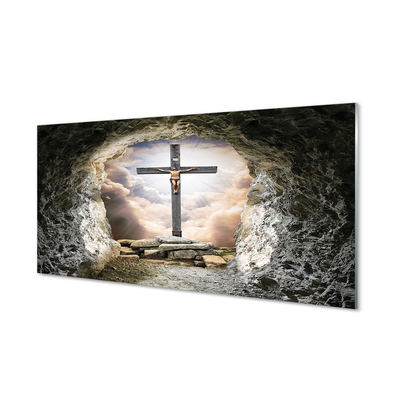 Szklany Panel Jaskinia krzyż światło Jezus