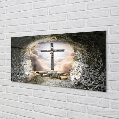 Szklany Panel Jaskinia krzyż światło Jezus
