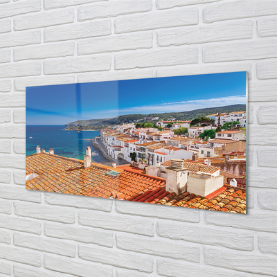 Panel Szklany Hiszpania Miasto morze góry