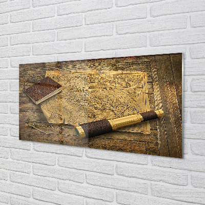 Szklany Panel Stara Mapa w Formie Zeszytu
