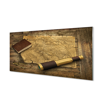 Szklany Panel Stara Mapa w Formie Zeszytu