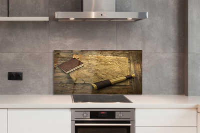 Szklany Panel Stara Mapa w Formie Zeszytu