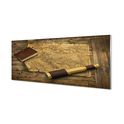 Szklany Panel Stara Mapa w Formie Zeszytu