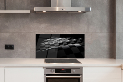 Szkło do Kuchni na Ścianę Czarno-Biała Szachownica