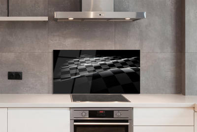 Szkło do Kuchni na Ścianę Czarno-Biała Szachownica