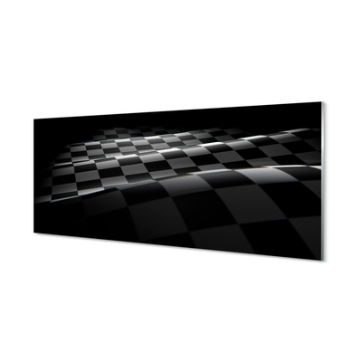 Szkło do Kuchni na Ścianę Czarno-Biała Szachownica