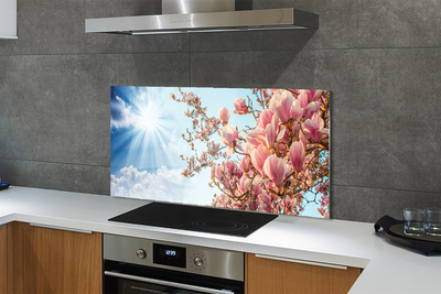 Szklany Panel Magnolia na tle Błękitnego Nieba