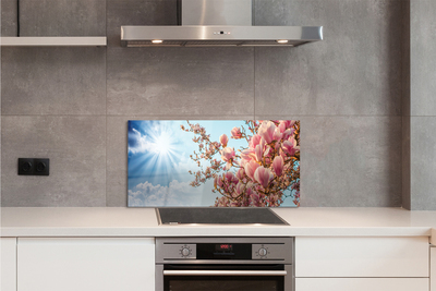 Szklany Panel Magnolia na tle Błękitnego Nieba