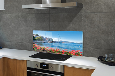 Szklany Panel Statek na Morzu w Lecie