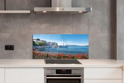 Szklany Panel Statek na Morzu w Lecie