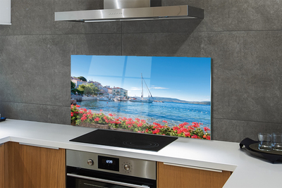 Szklany Panel Statek na Morzu w Lecie