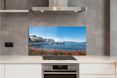 Szklany Panel Statek na Morzu w Lecie