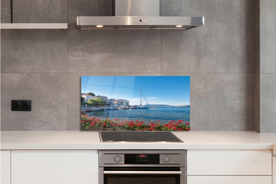 Szklany Panel Statek na Morzu w Lecie