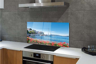 Szklany Panel Statek na Morzu w Lecie