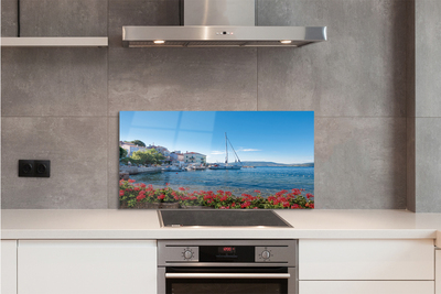 Szklany Panel Statek na Morzu w Lecie