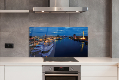 Szklany Panel Statek w Nocnym Mieście