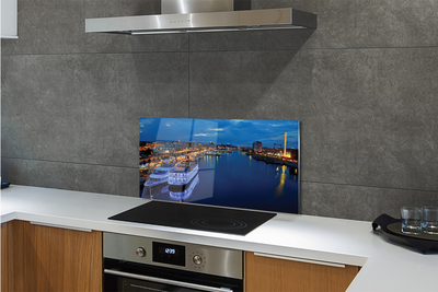 Szklany Panel Statek w Nocnym Mieście