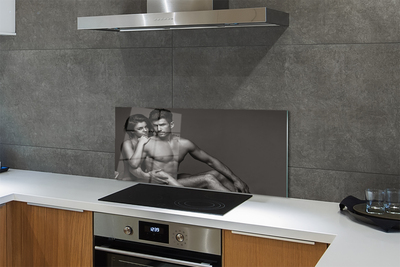 Panel szklany do Kuchni Para: Kobieta i Mężczyzna