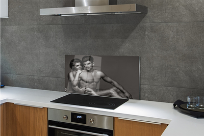 Panel szklany do Kuchni Para: Kobieta i Mężczyzna