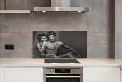 Panel szklany do Kuchni Para: Kobieta i Mężczyzna