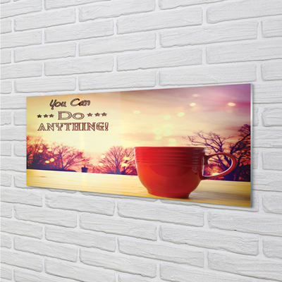 Szklany Panel Napis na Jesiennym Kubku