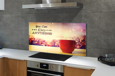 Szklany Panel Napis na Jesiennym Kubku